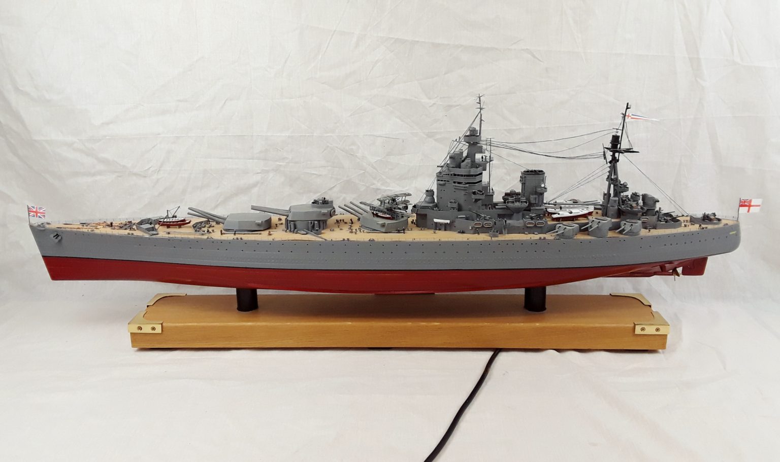 Large Finely Built And Illuminated Model Of The Battleship HMS Rodney