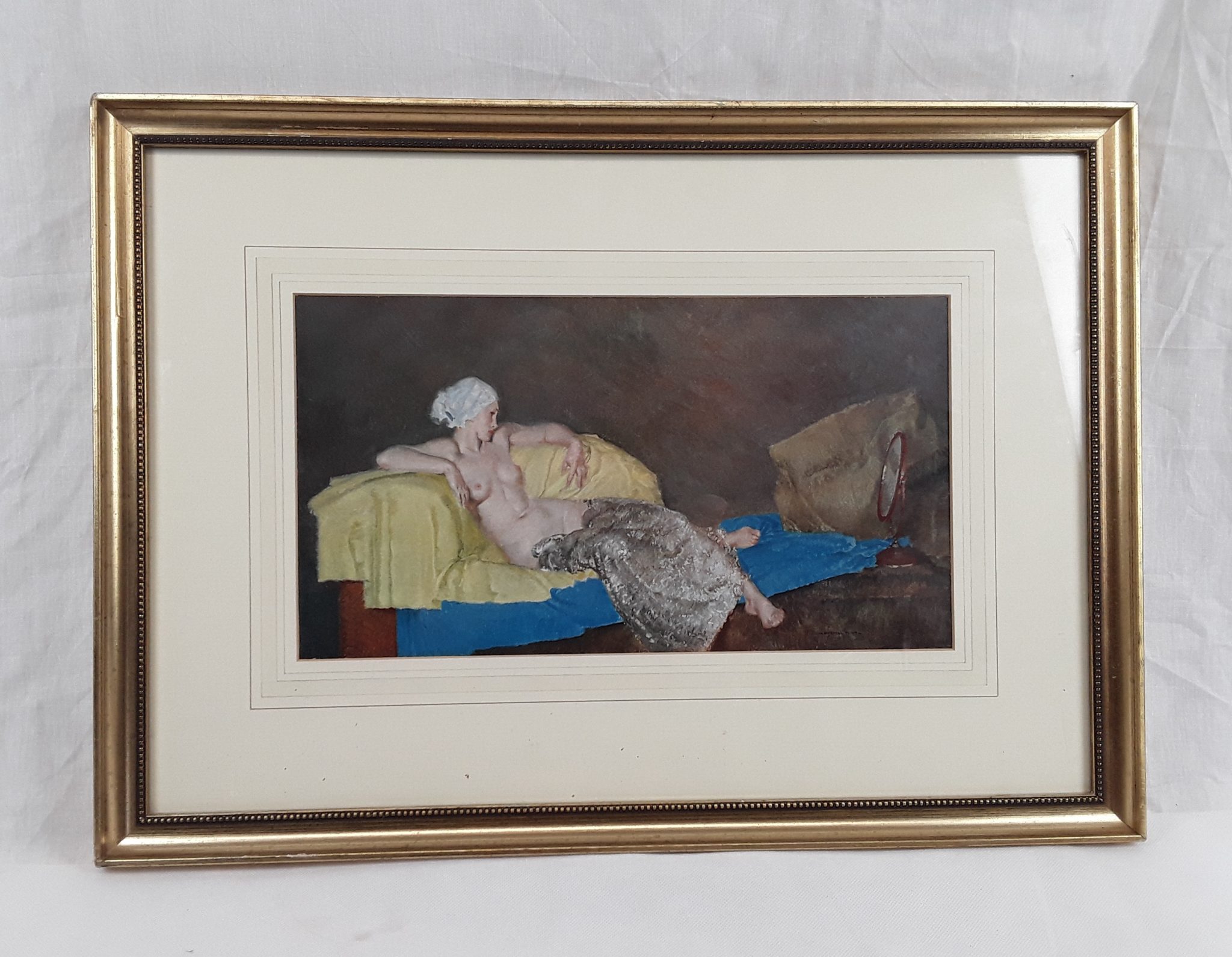 Russell Flint Print Of A Semi Nude Reclining Lady Sally Antiques