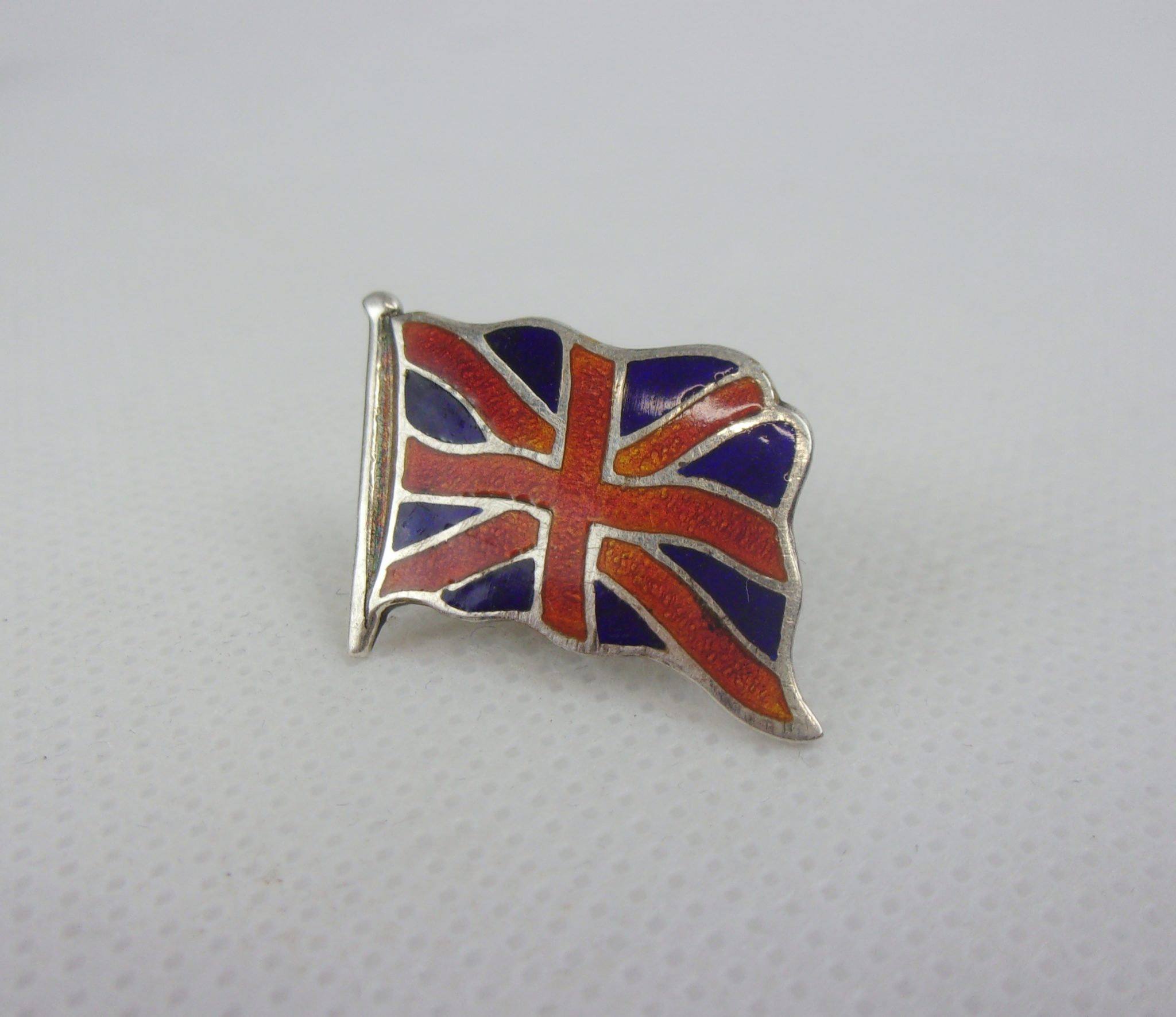 Silver Enamel Union Jack Flag Buttonhole Badge C S Sally Antiques