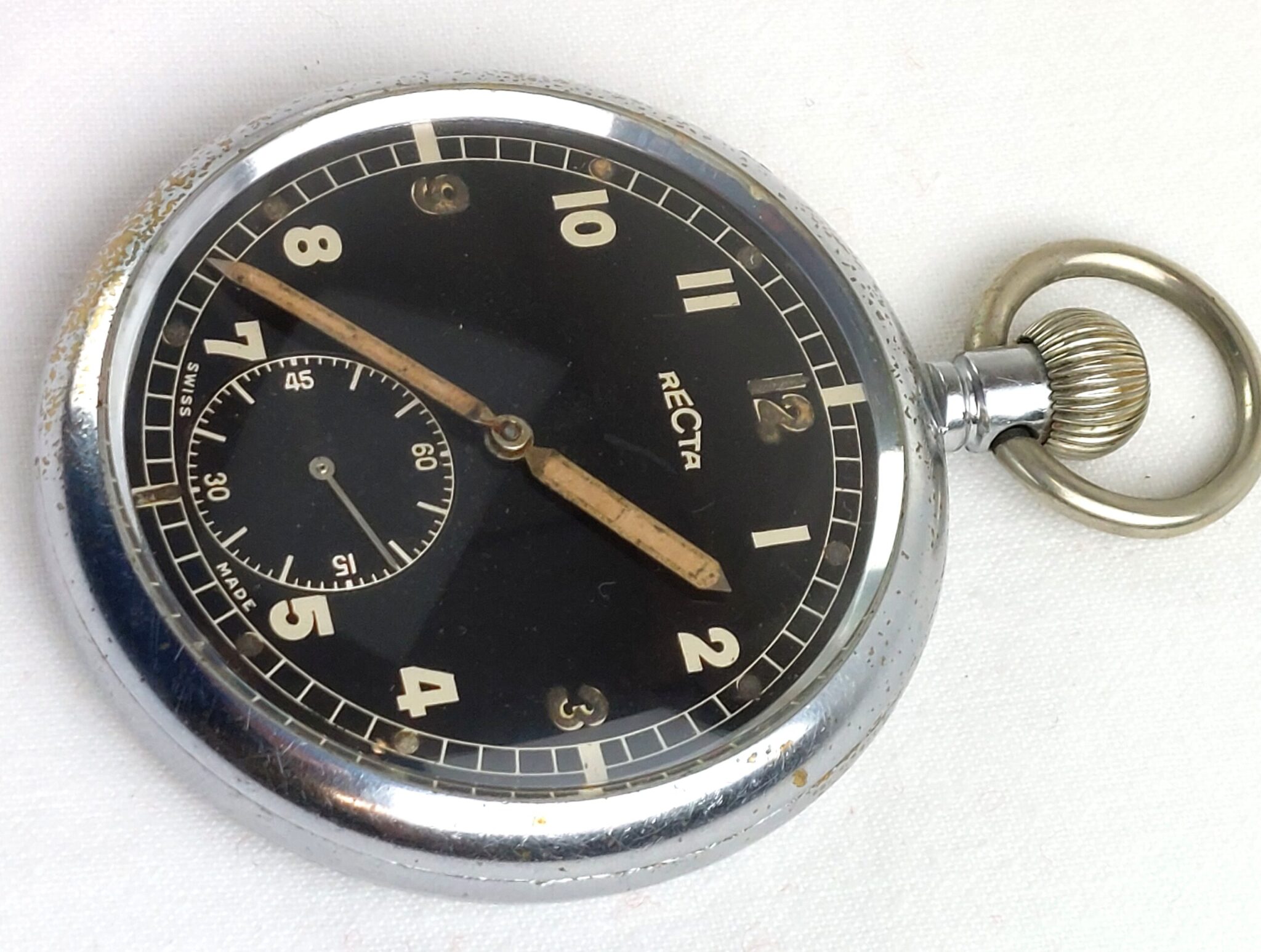 Ww British Military Gstp Pocket Watch Swiss Made By Recta Sally