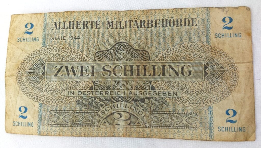 Austrian 1944 Allied Military Currency AMC Ein 1 Schilling Zwei