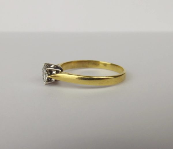18ct Yellow Gold Diamond Solitaire Ring UK Size O+ US 7 ¼