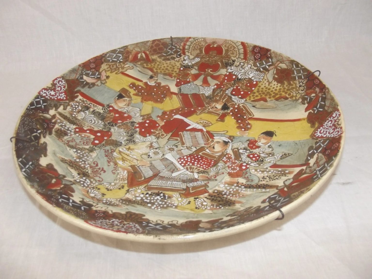 Th Century Japanese Satsuma Pottery Charger Hand Painted With