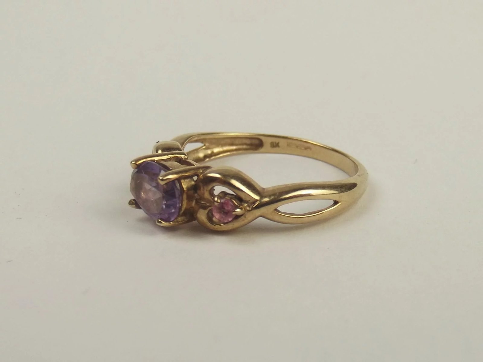 9ct Yellow Gold Amethyst and Tourmaline Ring UK Size N US 6 ½ - Sally ...