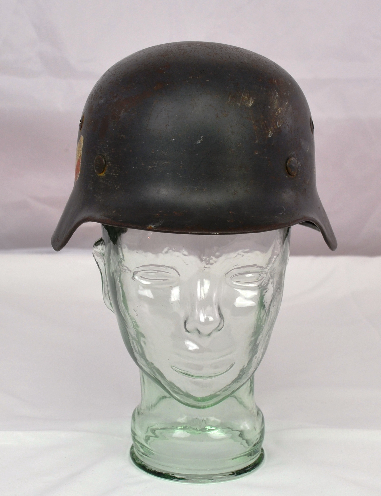 German WW2 Original M35 Double Decal Luftwaffe Helmet - Sally Antiques