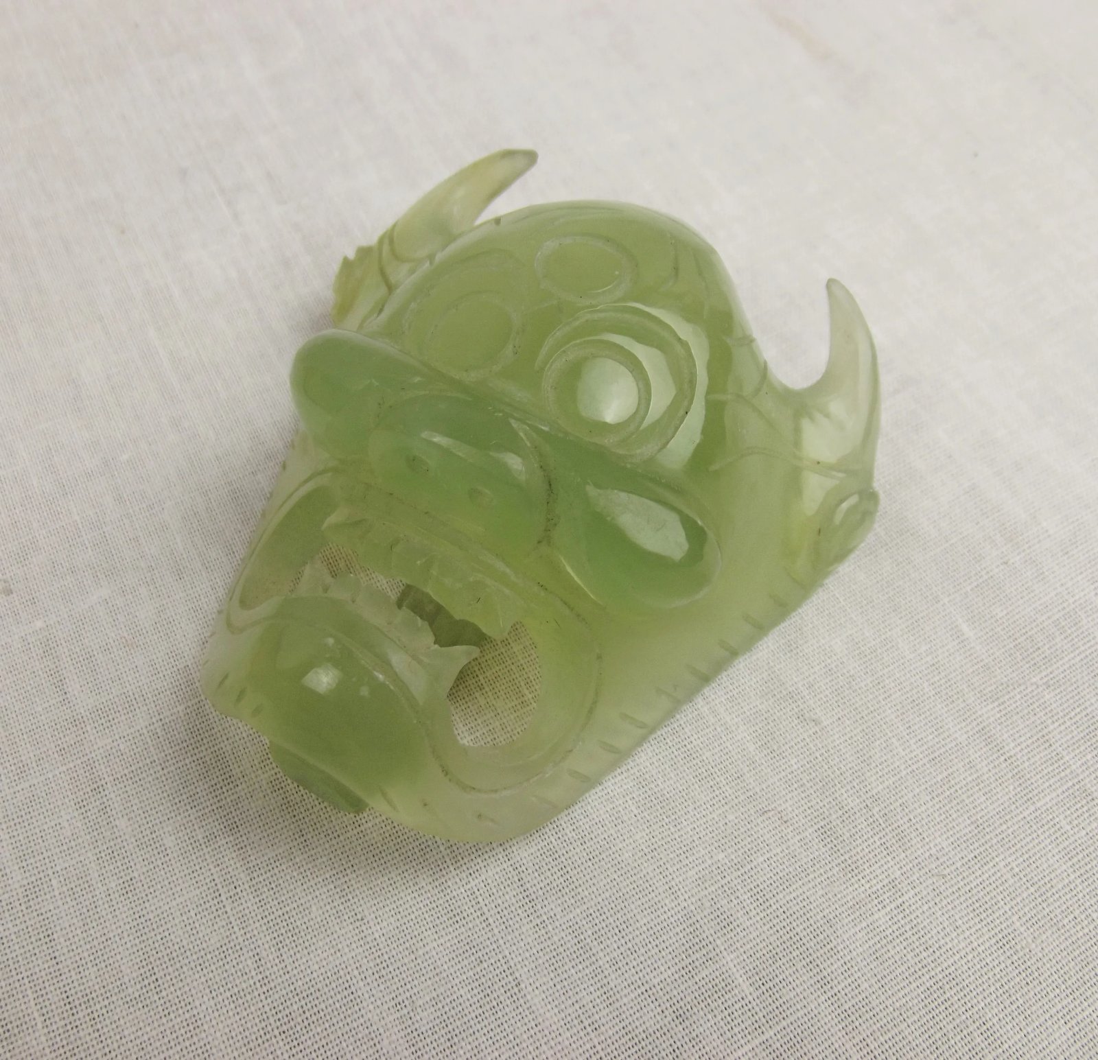 Chinese Jade Mask Face Belt Buckle - Sally Antiques