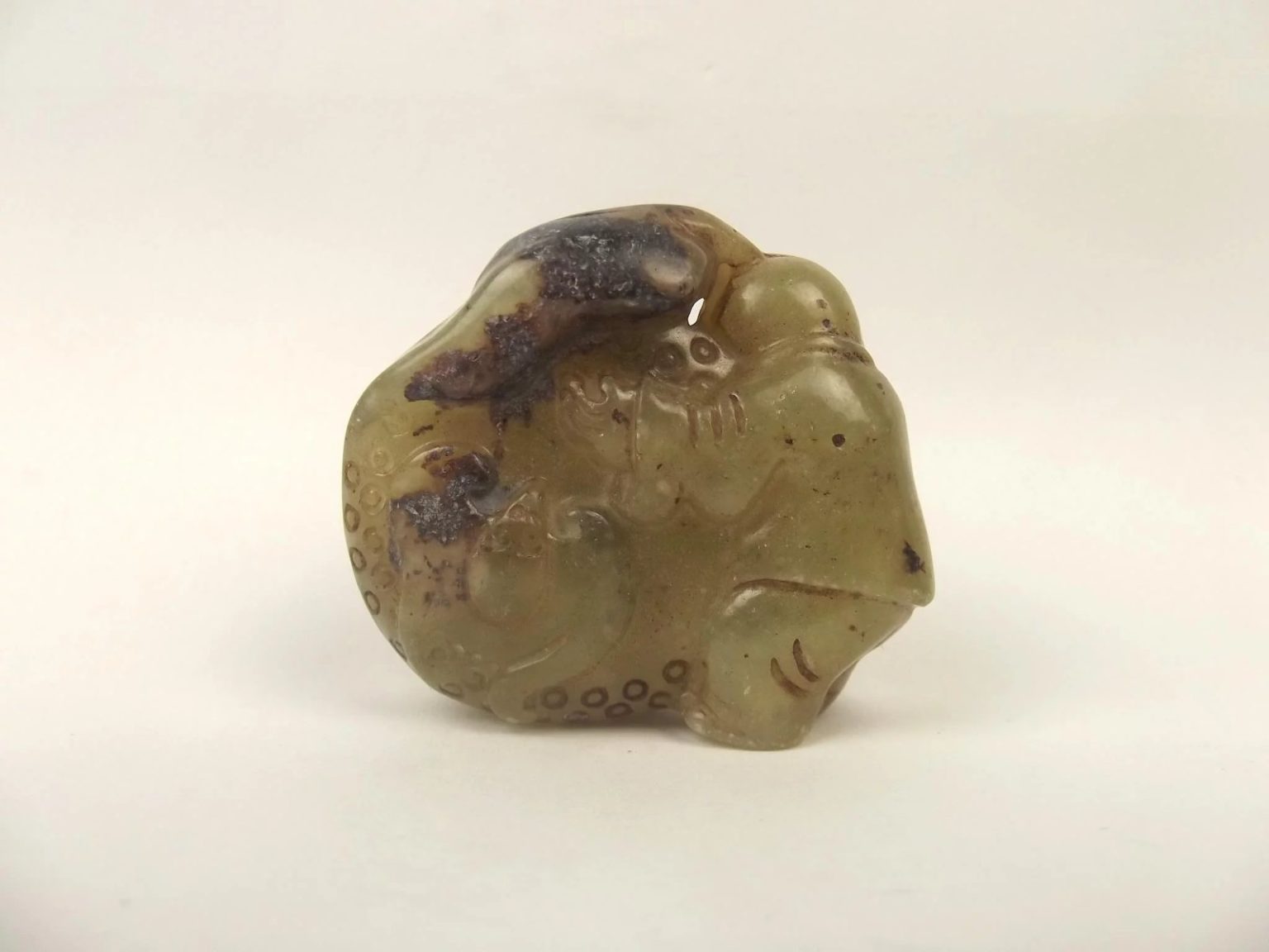 Chinese Qing Dynasty Nephrite Jade Boy With Drum And Three Bats - Sally ...