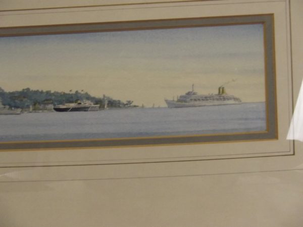 Fine Watercolour Of Canberra HMY Britannia During Cowes Week 1990 By Colin Baxter