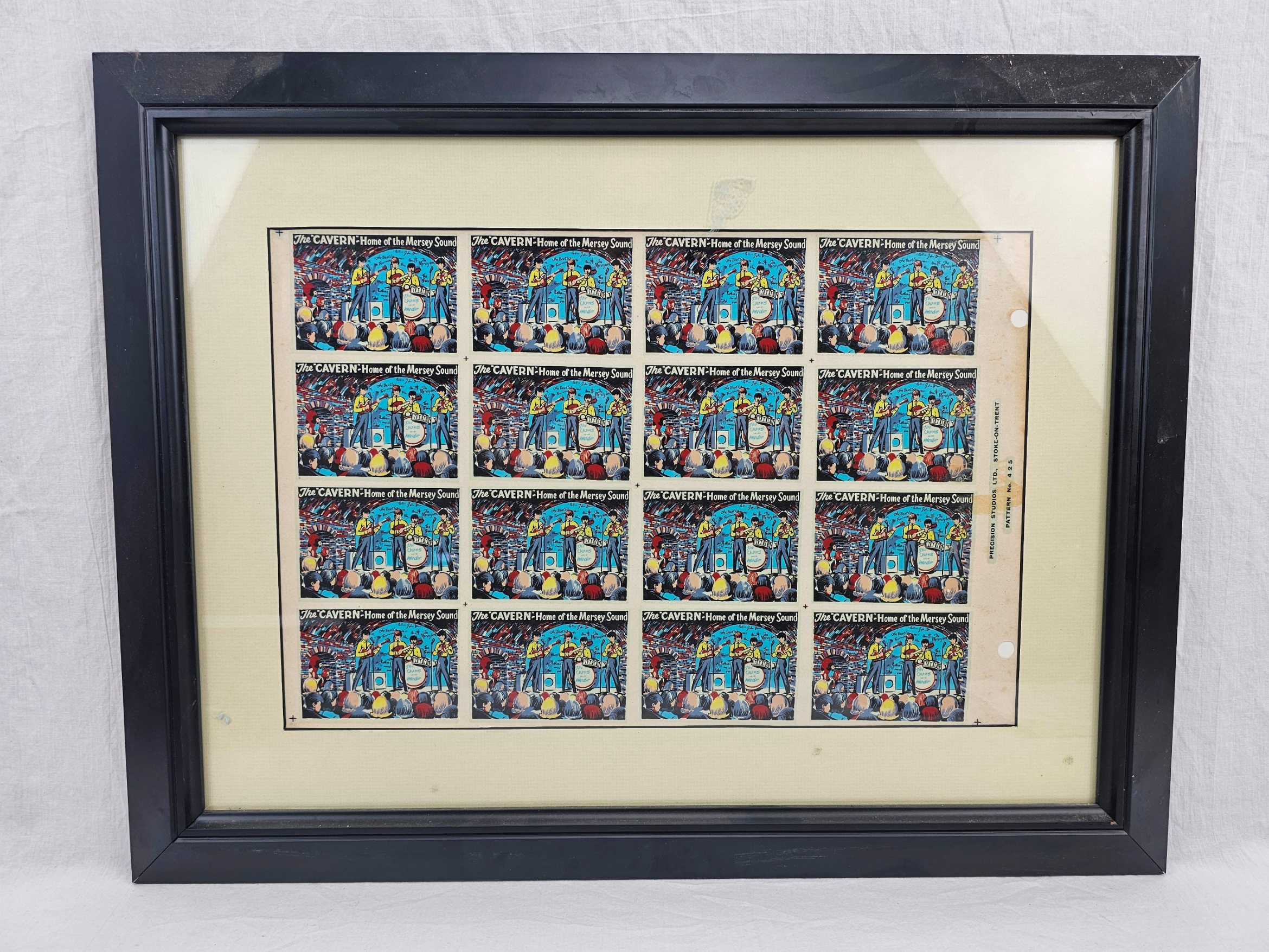 Framed 1967 Cavern Club Beatles Mersey Beat Mug Transfers 1