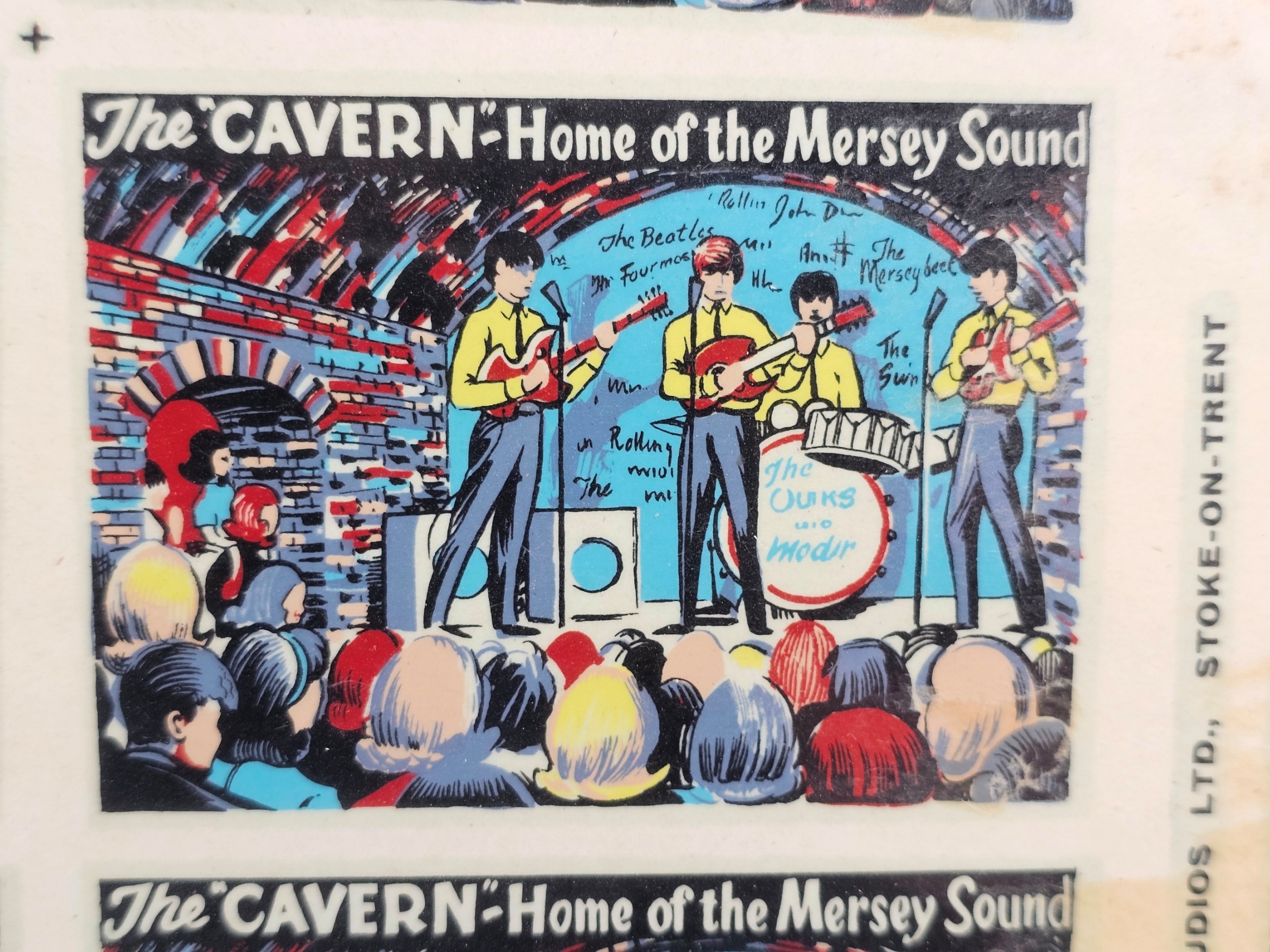 Framed 1967 Cavern Club Beatles Mersey Beat Mug Transfers 4