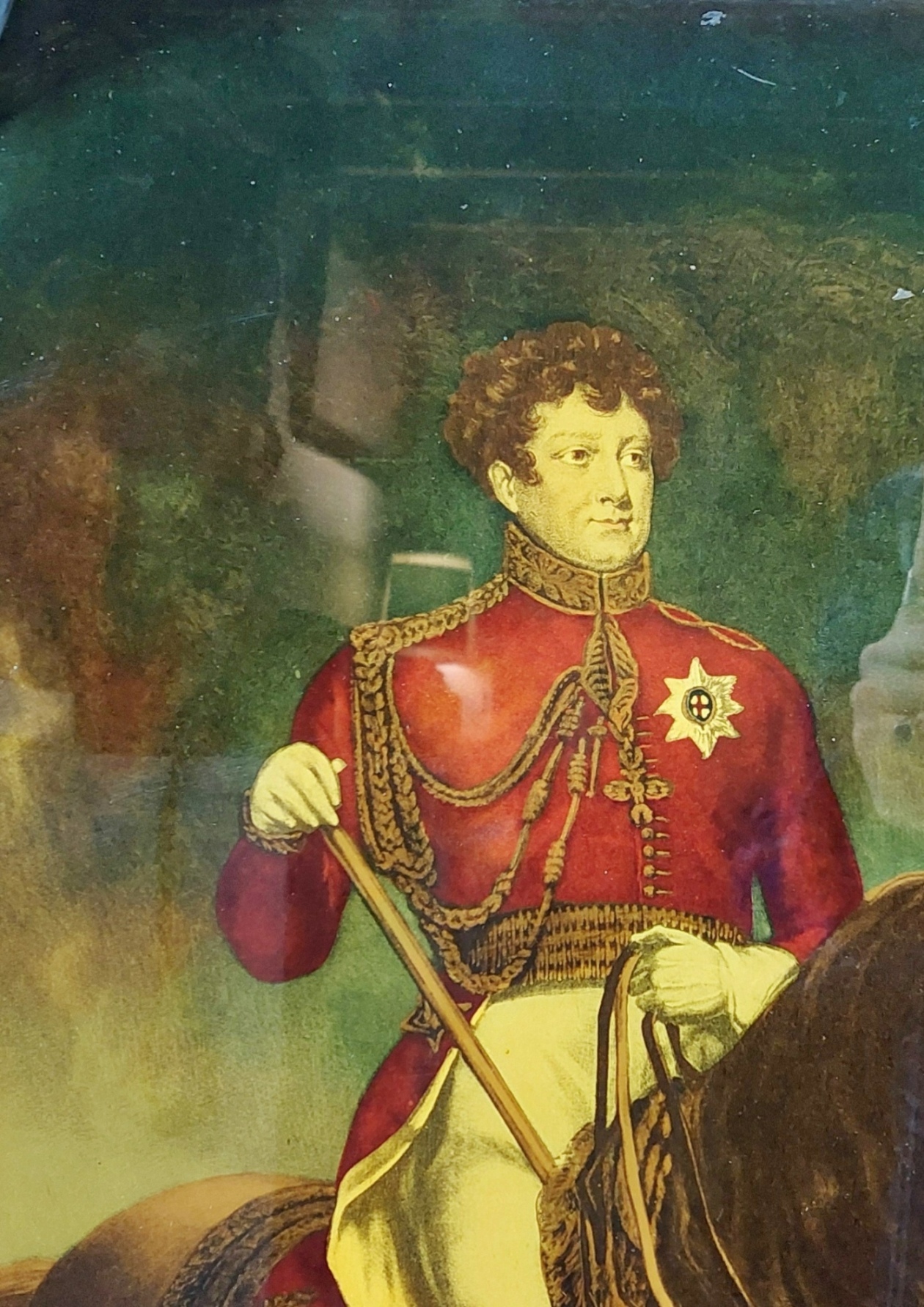 Framed Circa 1840 Reverse Painting On Glass Of King George IV On Horseback 2
