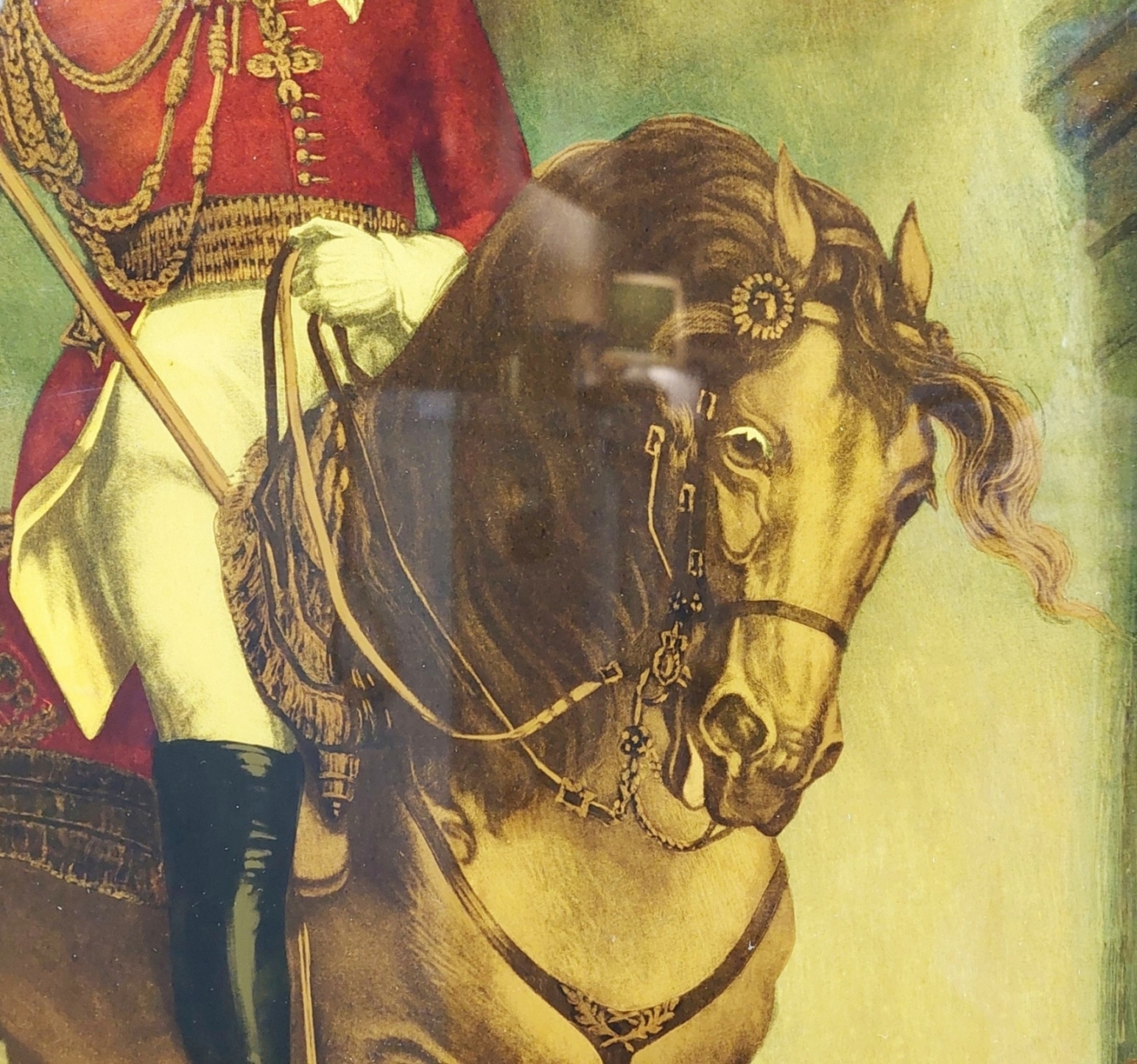 Framed Circa 1840 Reverse Painting On Glass Of King George IV On Horseback 3