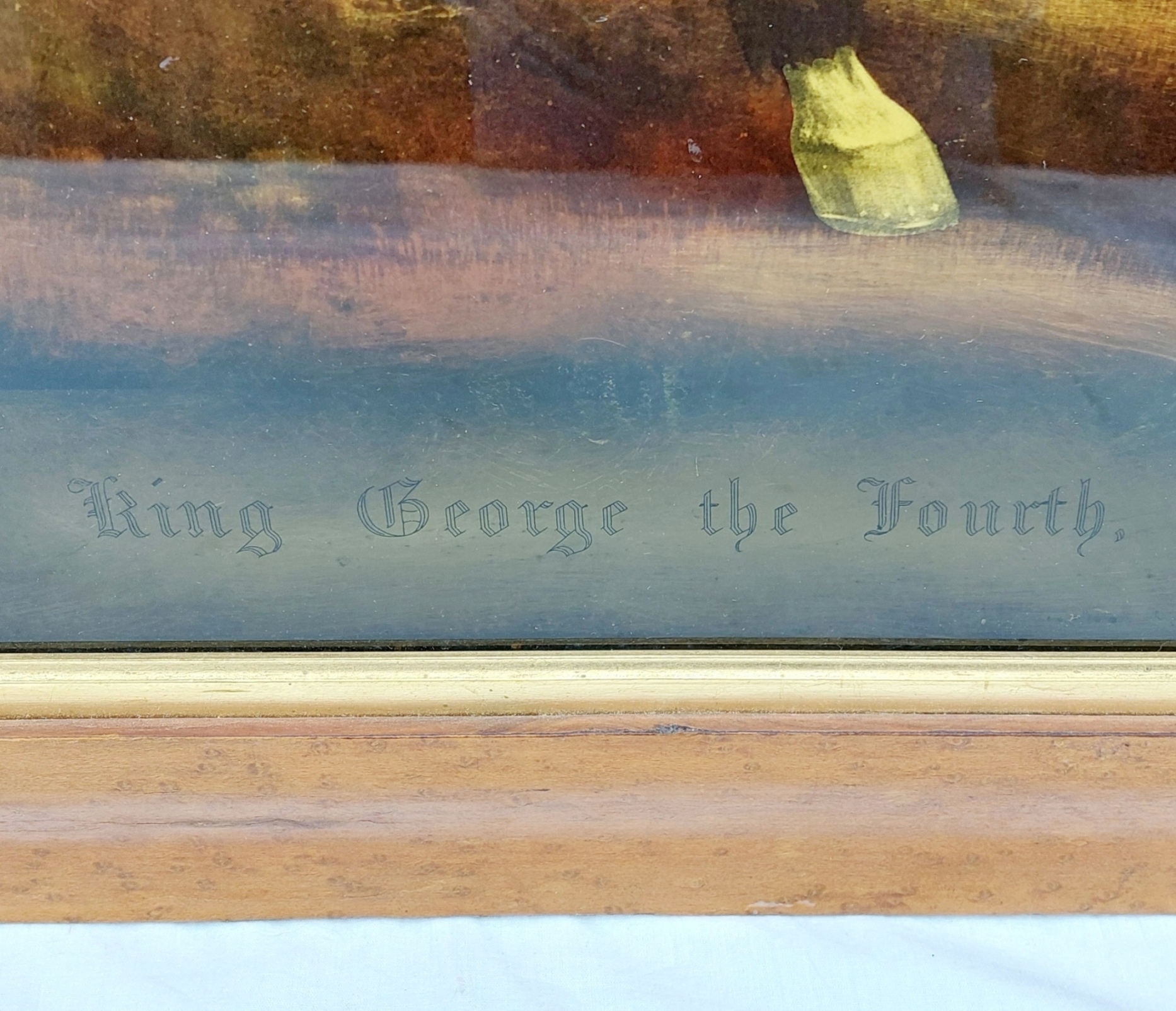 Framed Circa 1840 Reverse Painting On Glass Of King George IV On Horseback 4
