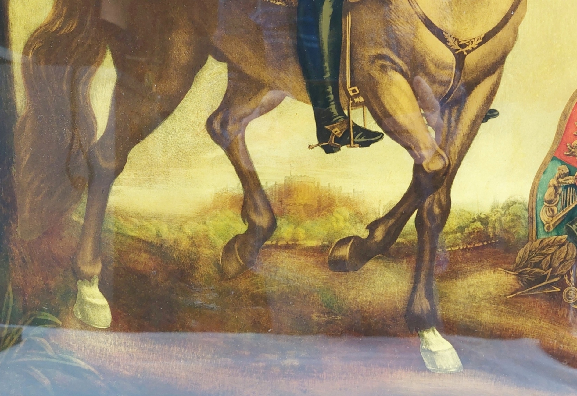 Framed Circa 1840 Reverse Painting On Glass Of King George IV On Horseback 6