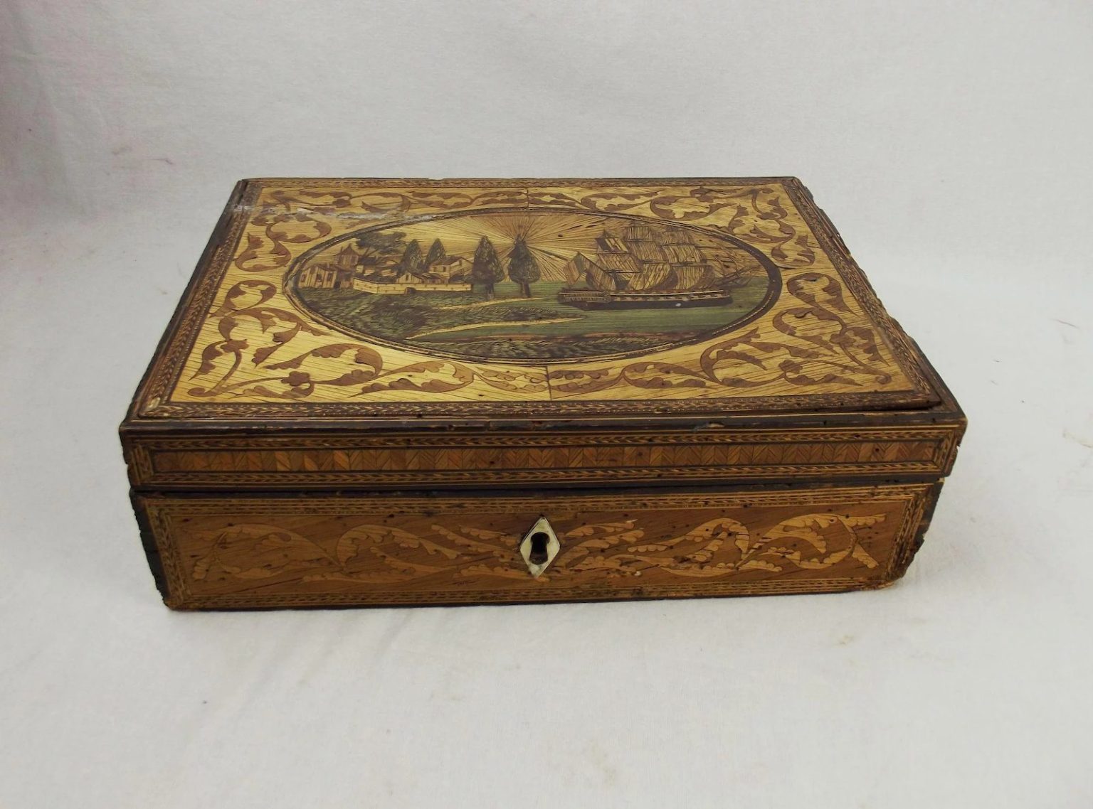 French Prisoner Of War Straw Work Decorated Writing Box c1810 - Sally ...