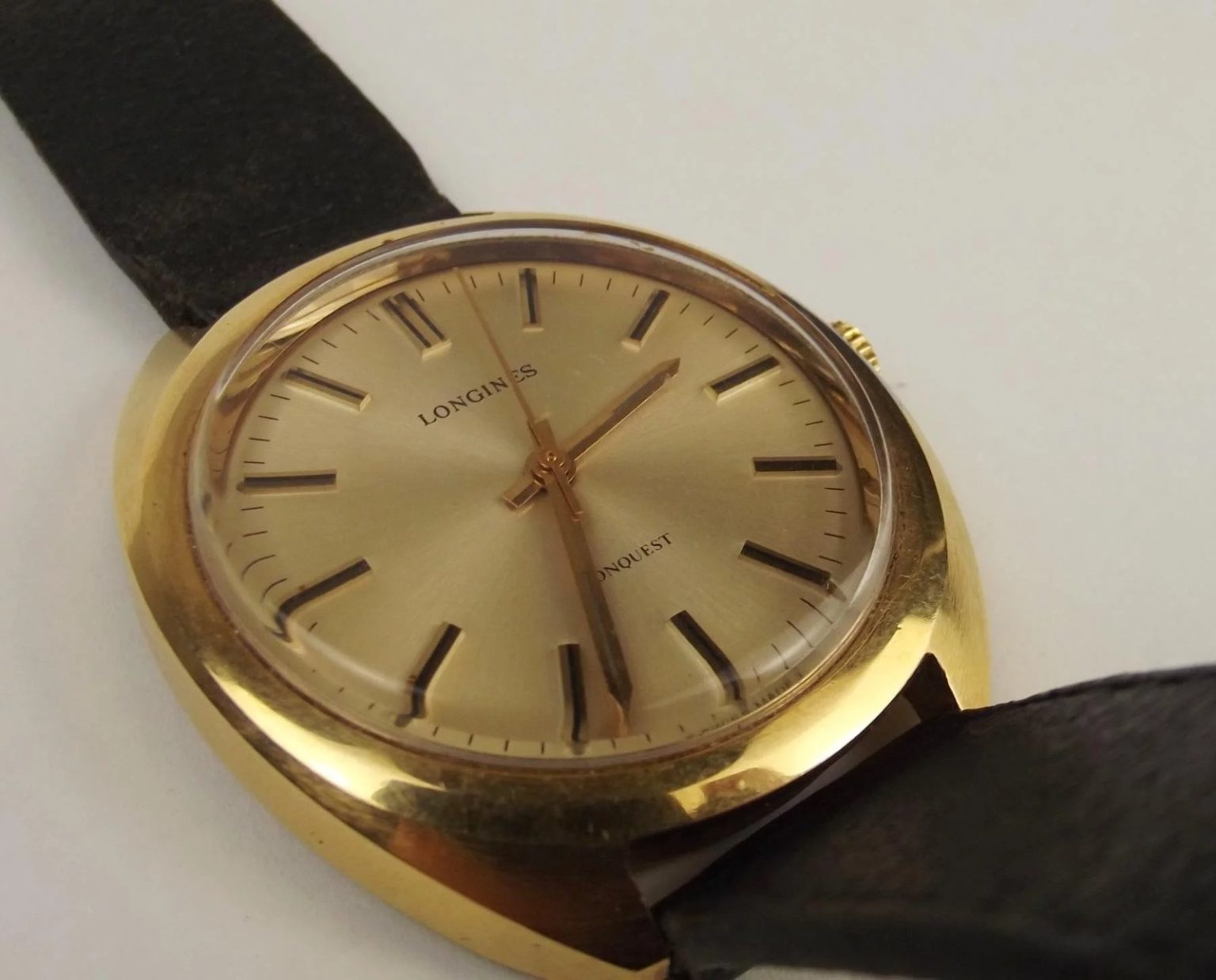 Gents Gold Plated Longines Conquest Wrist Watch c1972 - Sally Antiques