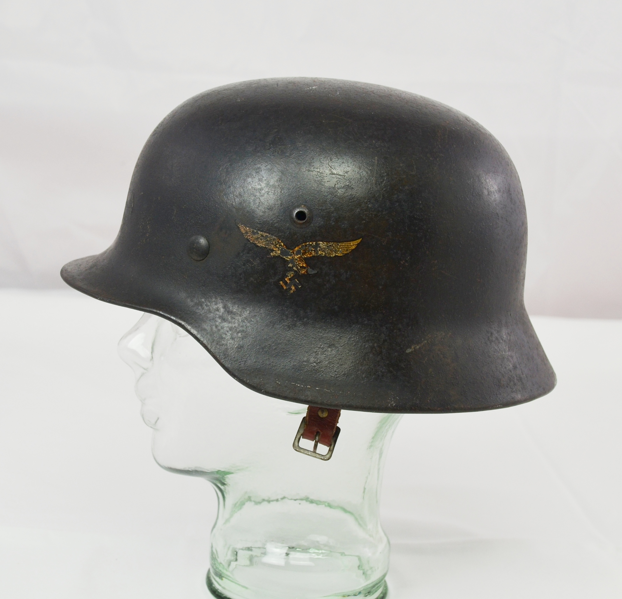 Ww2 German Luftwaffe Original Double Decal M35 Helmet Unusual Large