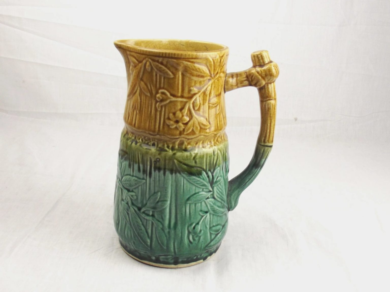 Large Majolica Bamboo Jug - Sally Antiques