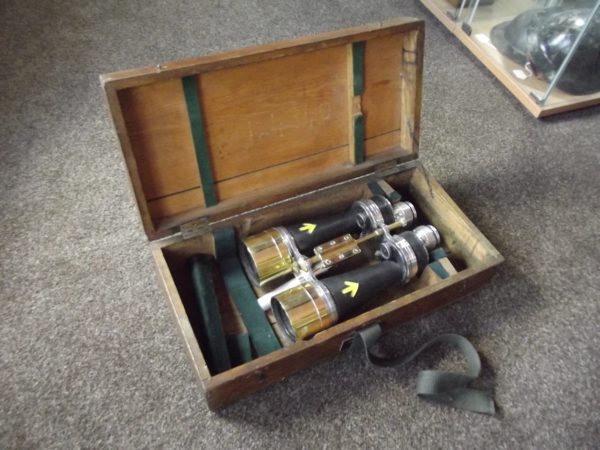 Large Sized WW2 British Navy Ross 10x70 Binoculars On Tripod Stand With Carry Case c1938
