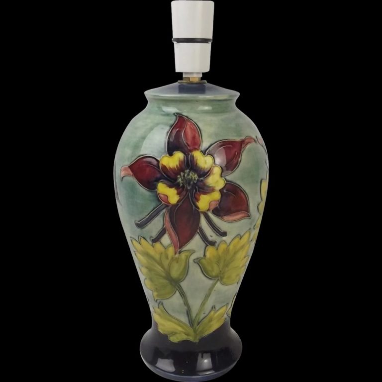 Moorcroft Columbine Pattern Lamp Base - Sally Antiques