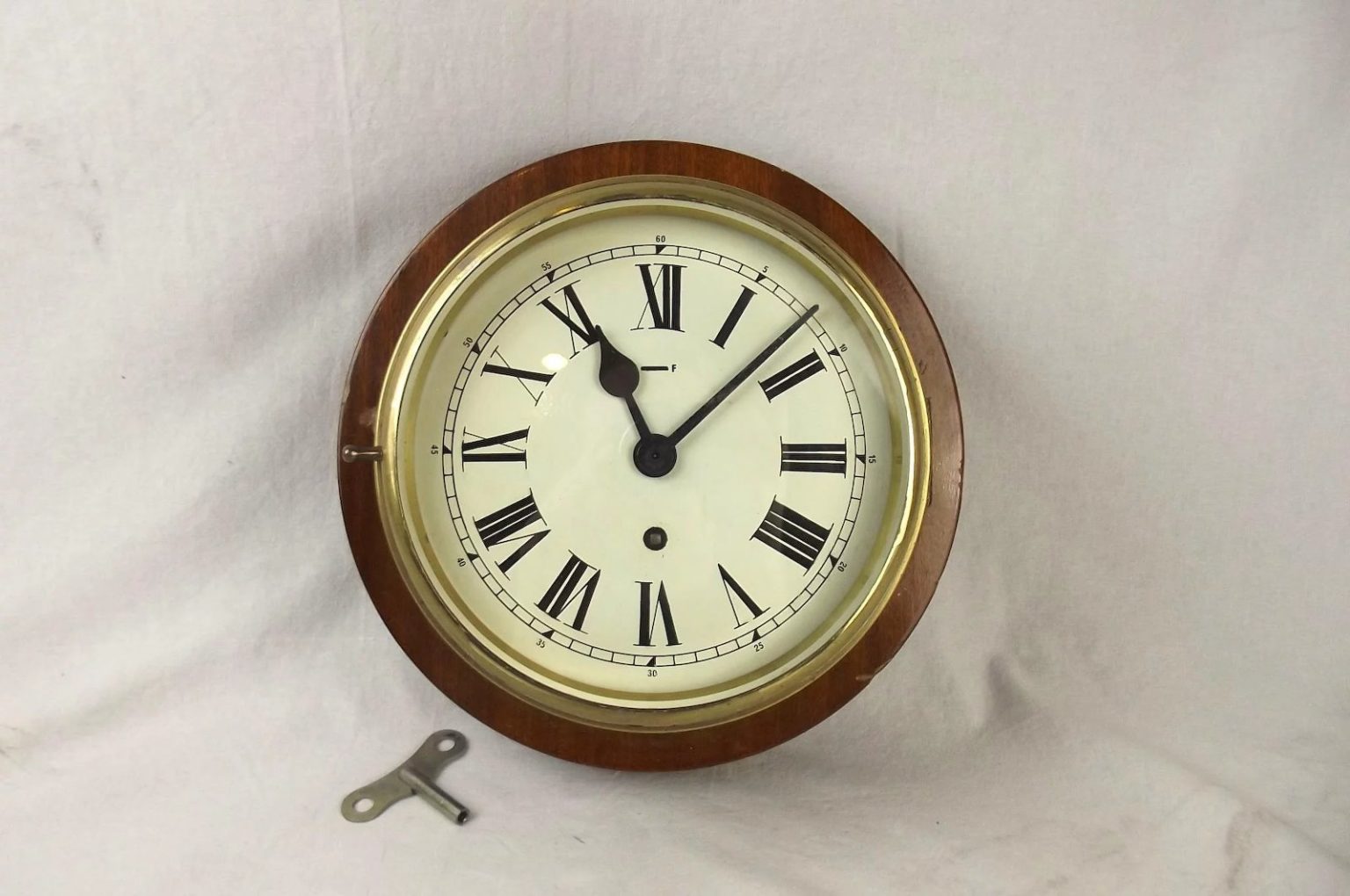 Mounted 8 Day Ships Bulkhead Clock - Sally Antiques