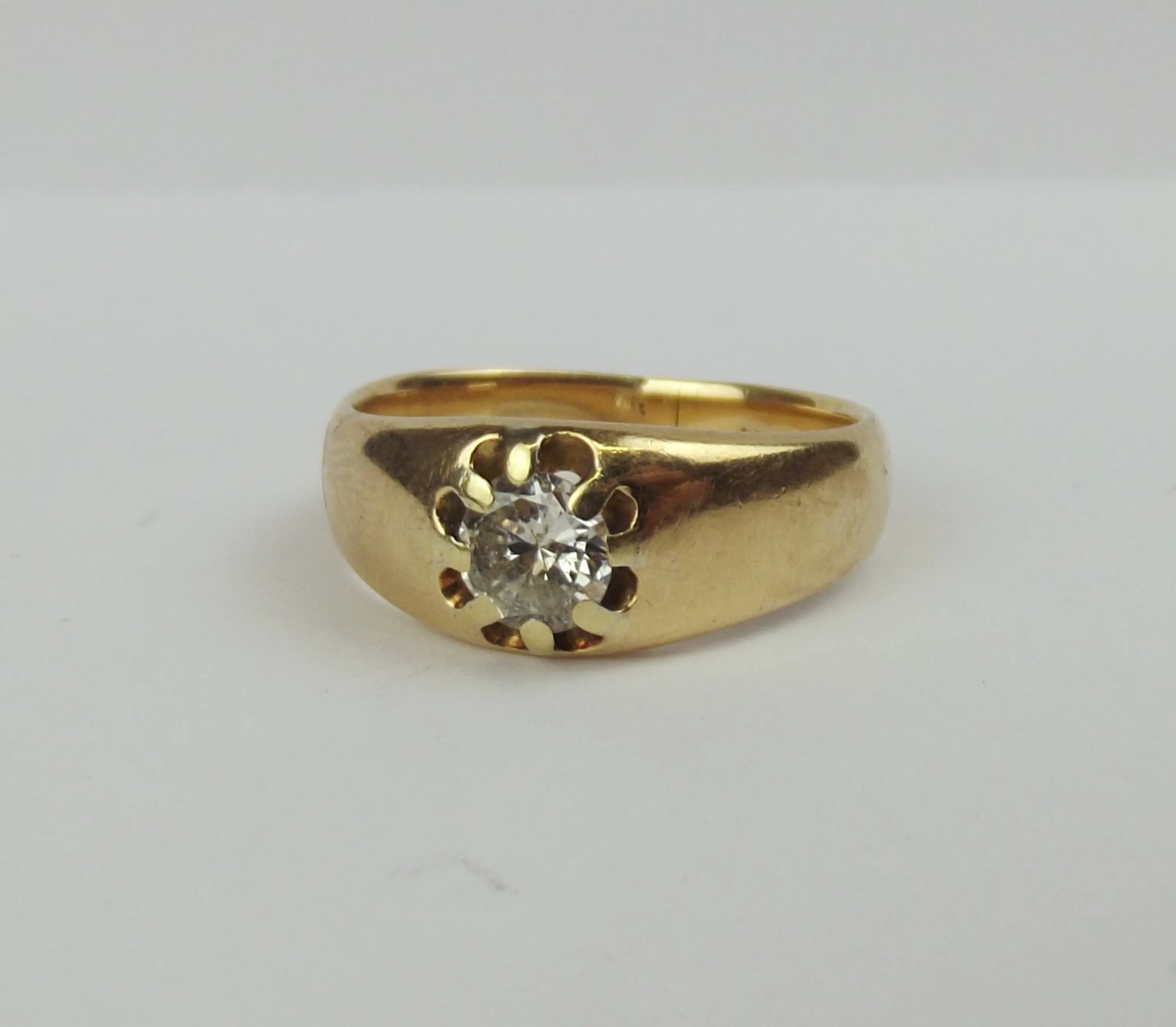 Victorian 18ct Yellow Gold Diamond Ring UK Size S+ US 9 ¼ - Sally Antiques