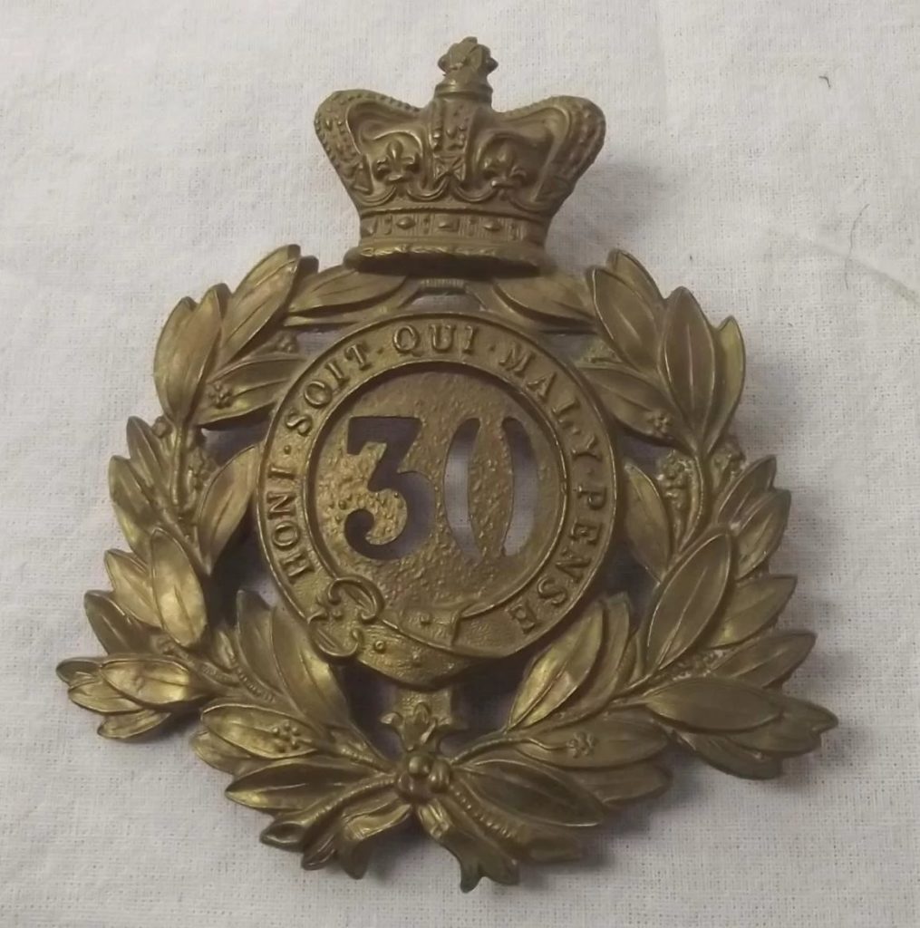 Victorian 30th Cambridgeshire Regiment Foreign Service Helmet Plate ...