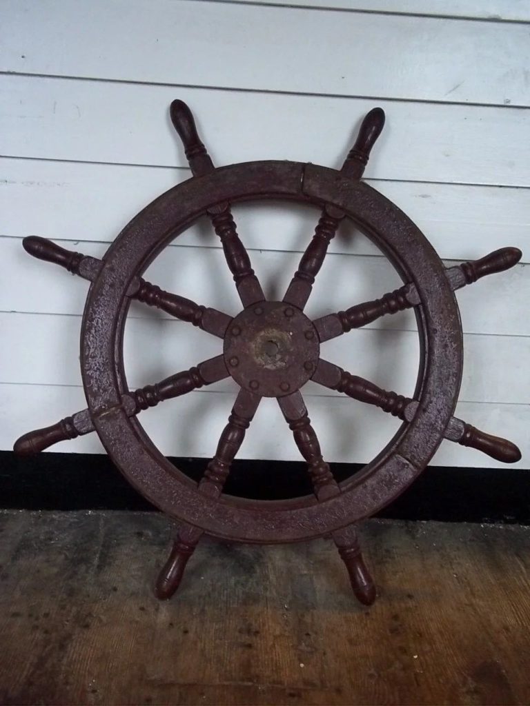 Vintage Ships Wheel From A Chinese Junk #4 - Sally Antiques