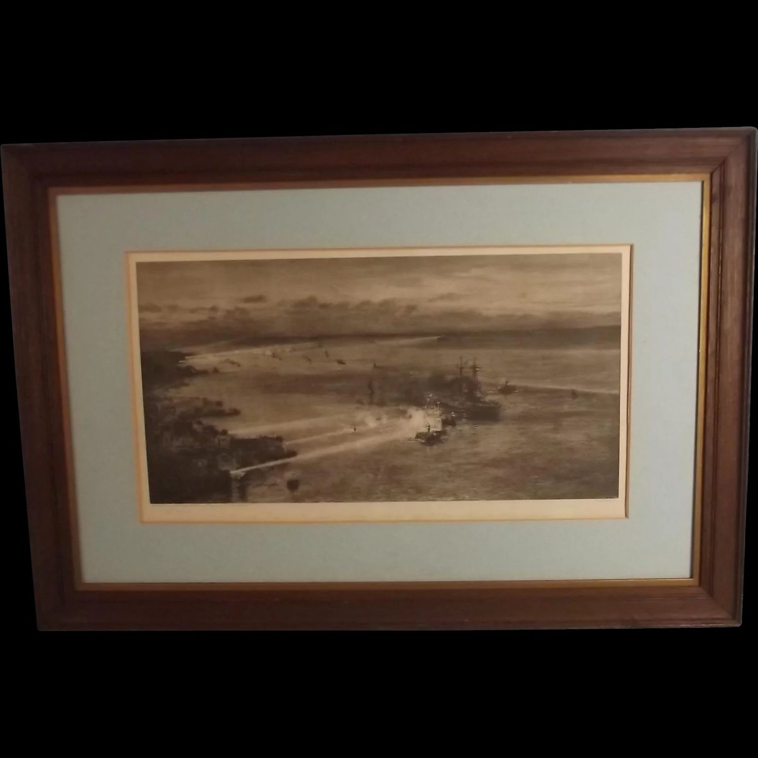 W.L. Wyllie Signed Lithographic Print - Battleships At Portsmouth ...