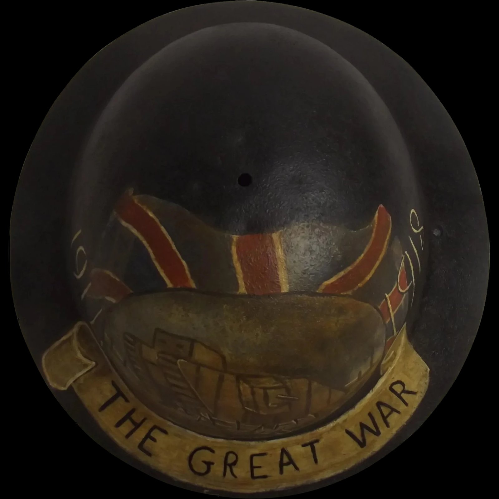 WWI British Raw Edge Brodie Helmet With Post War Painting Of A