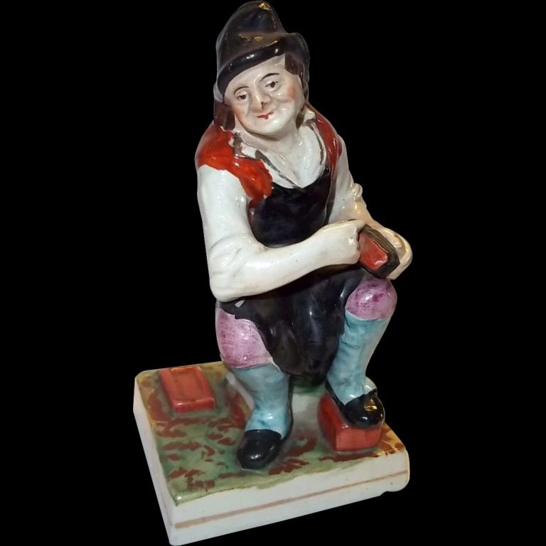 c.1870 Staffordshire Figure Of A Cobbler - Sally Antiques