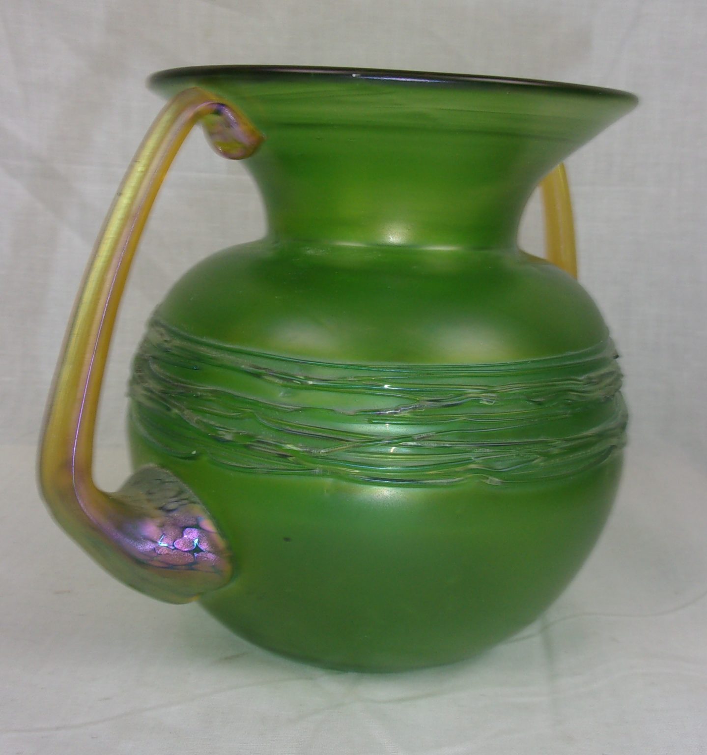 Austrian Art Nouveau Loetz Green Glass Vase Sally Antiques 7171