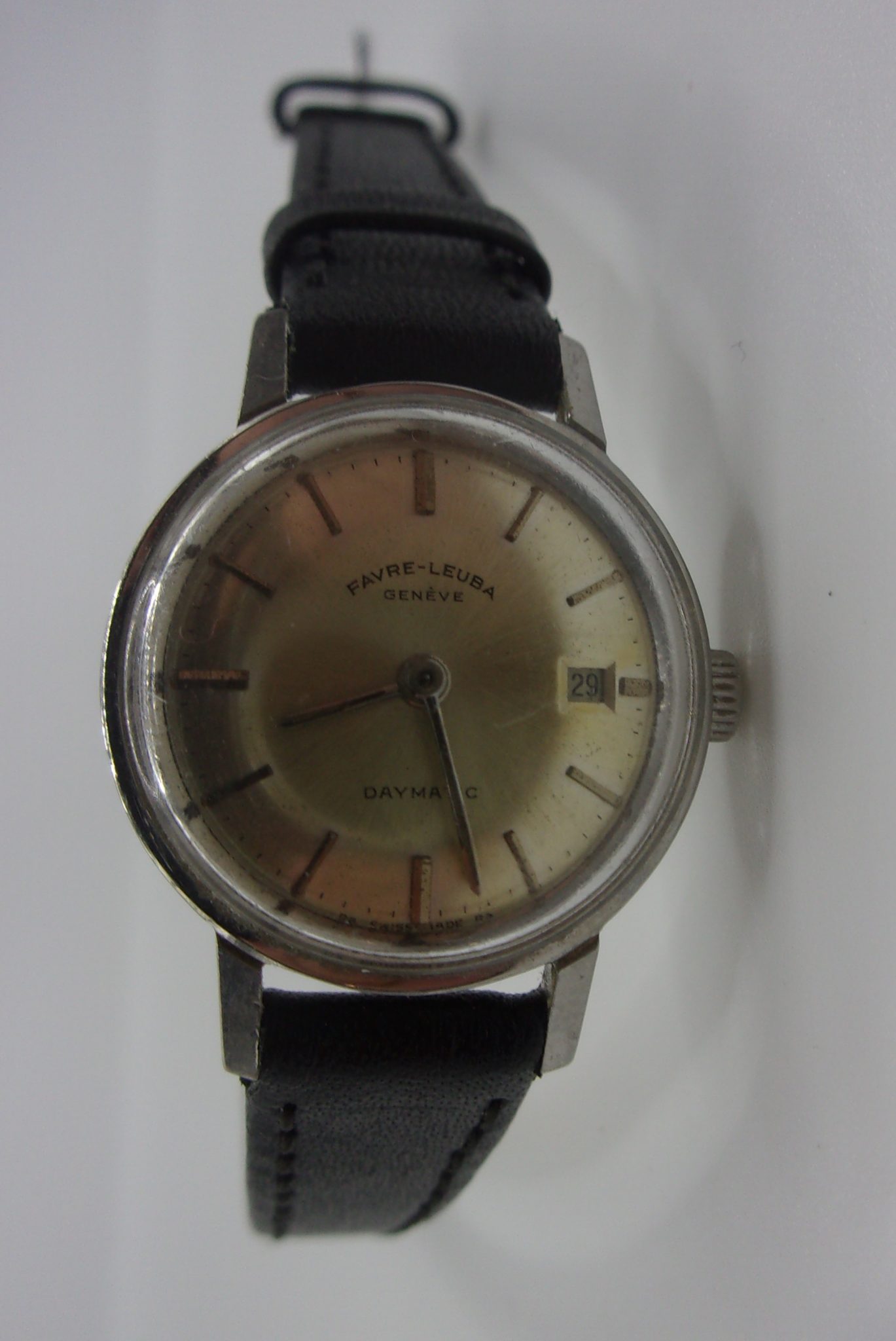 1970s Rare and Fantastic ladies Favre-Leuba NOS unused 'Wood Watch' in silver and wood