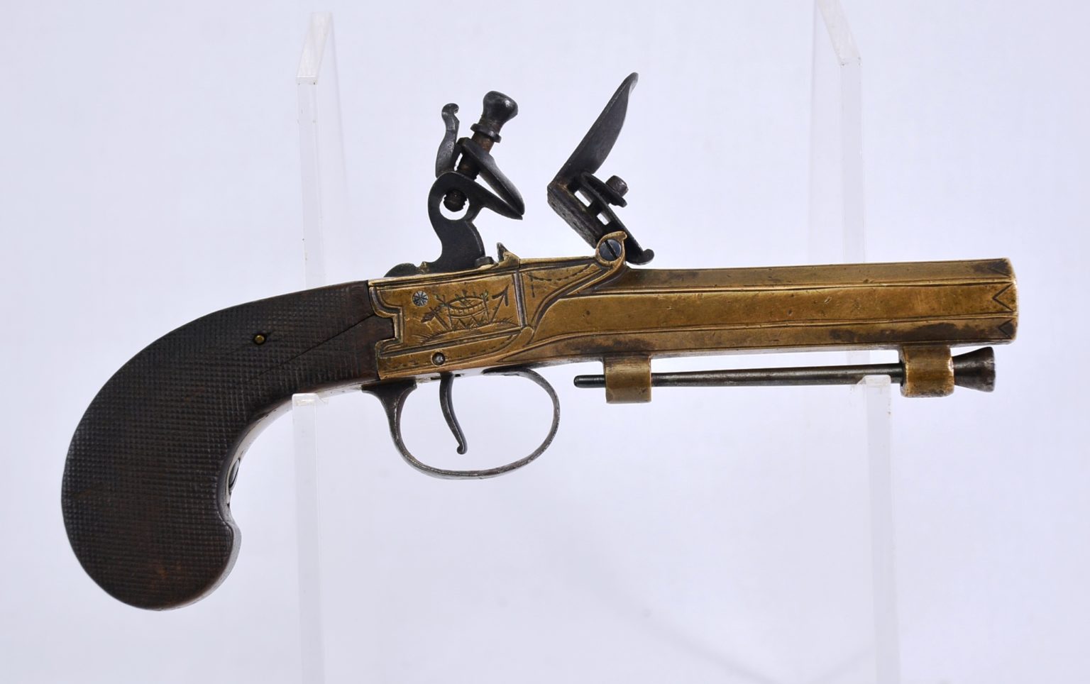 18th Century Personal Protection Flintlock Boxlock Pistol With Bayonet ...