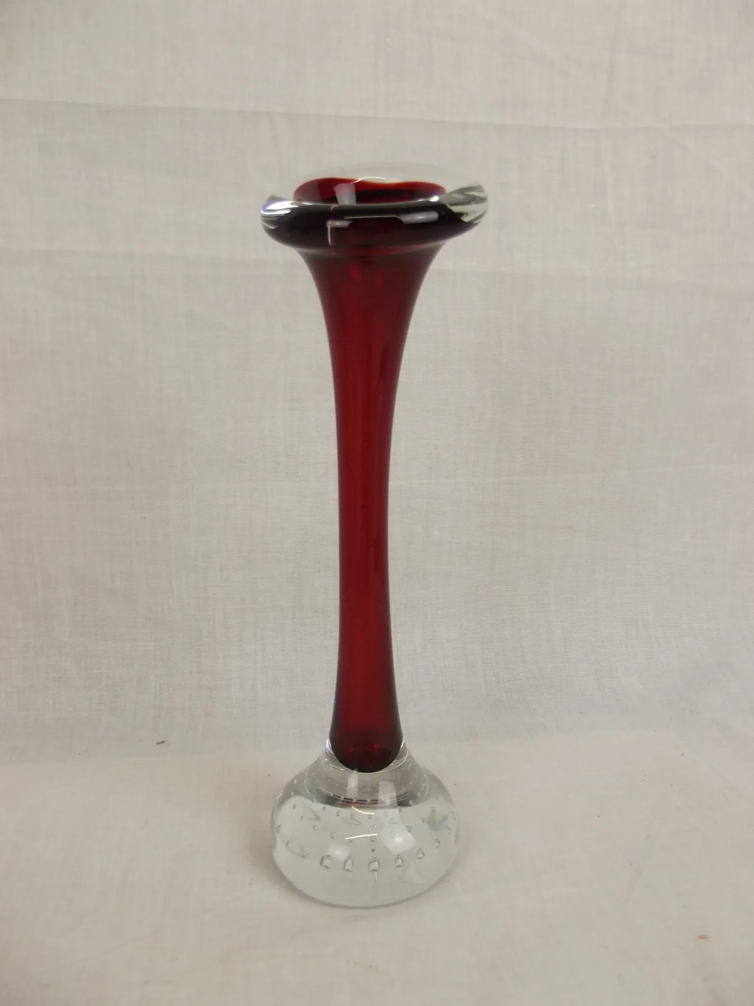 1960's Red Whitefriars Specimen Glass Vase #2 - Sally Antiques