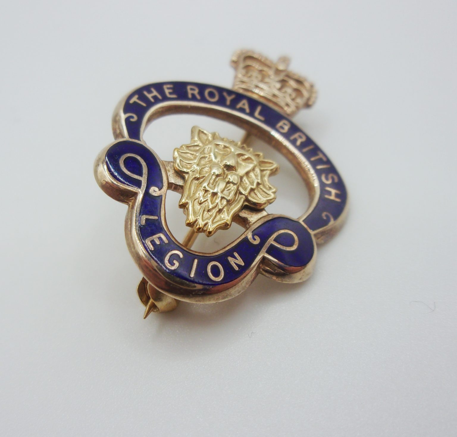 9ct Yellow Gold & Enamel Royal British Legion Pin Badge - Sally Antiques