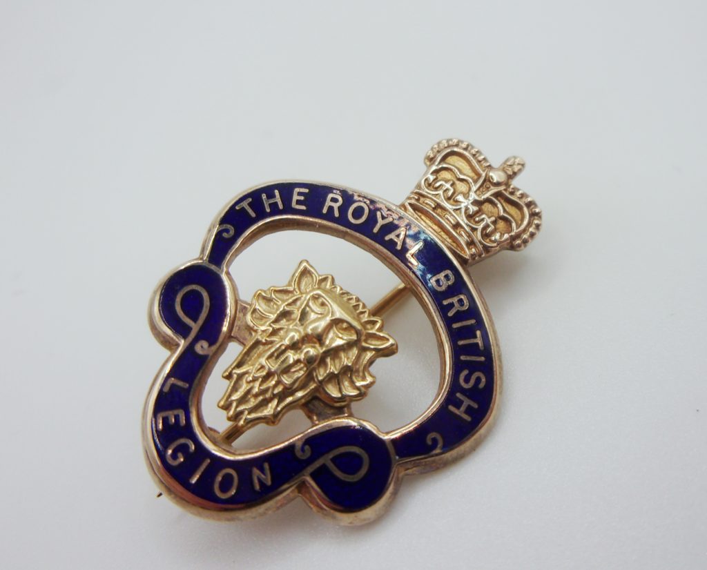 9ct Yellow Gold & Enamel Royal British Legion Pin Badge - Sally Antiques