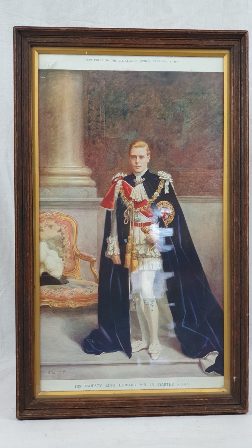 1936 Edward VIII In Garter Robes Chromolithograph - Sally Antiques