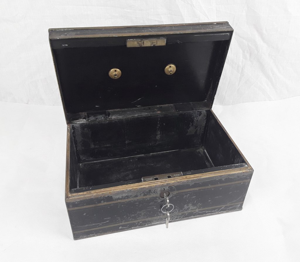 Antique Bank Vault Box By Hobbs & Co of London - Sally Antiques