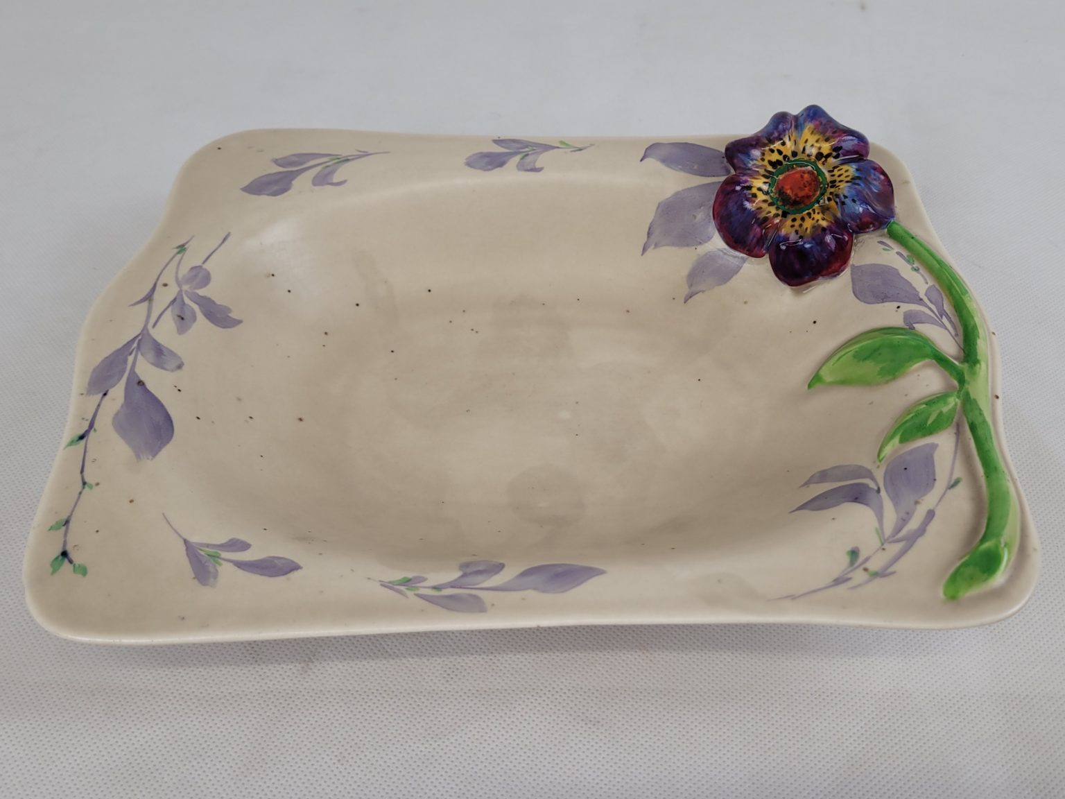 Clarice Cliff Rectangular My Garden Moulded Floral Bowl* - Sally Antiques