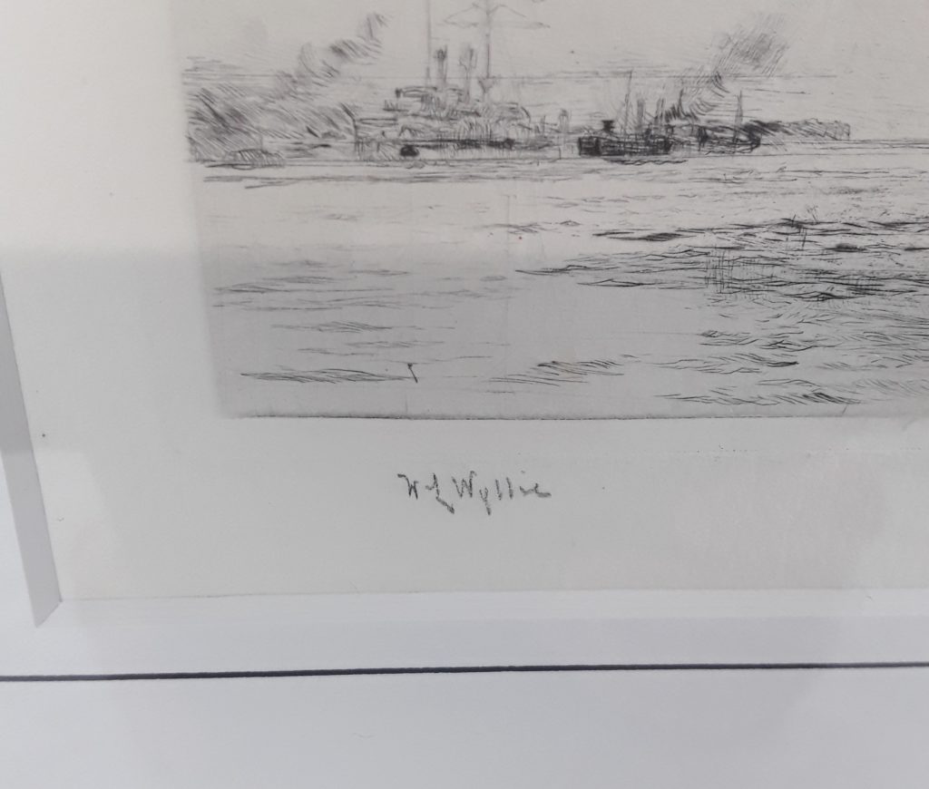 William L. Wyllie Signed Etching of a WW1 Dreadnought - Sally Antiques