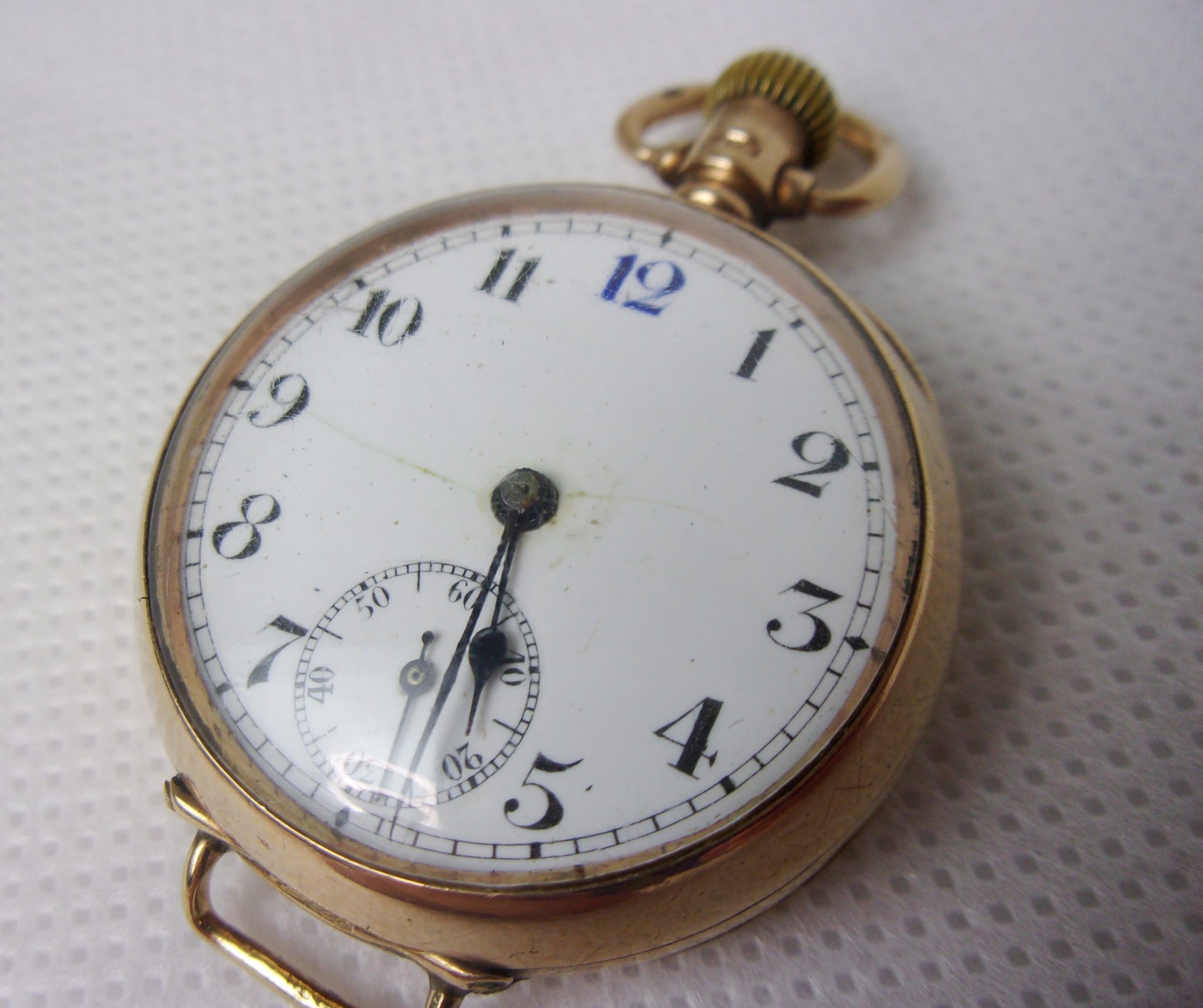 Circa 1915 WW1 Trench 9ct Gold Pocket Watch Converted To A Wristwatch ...