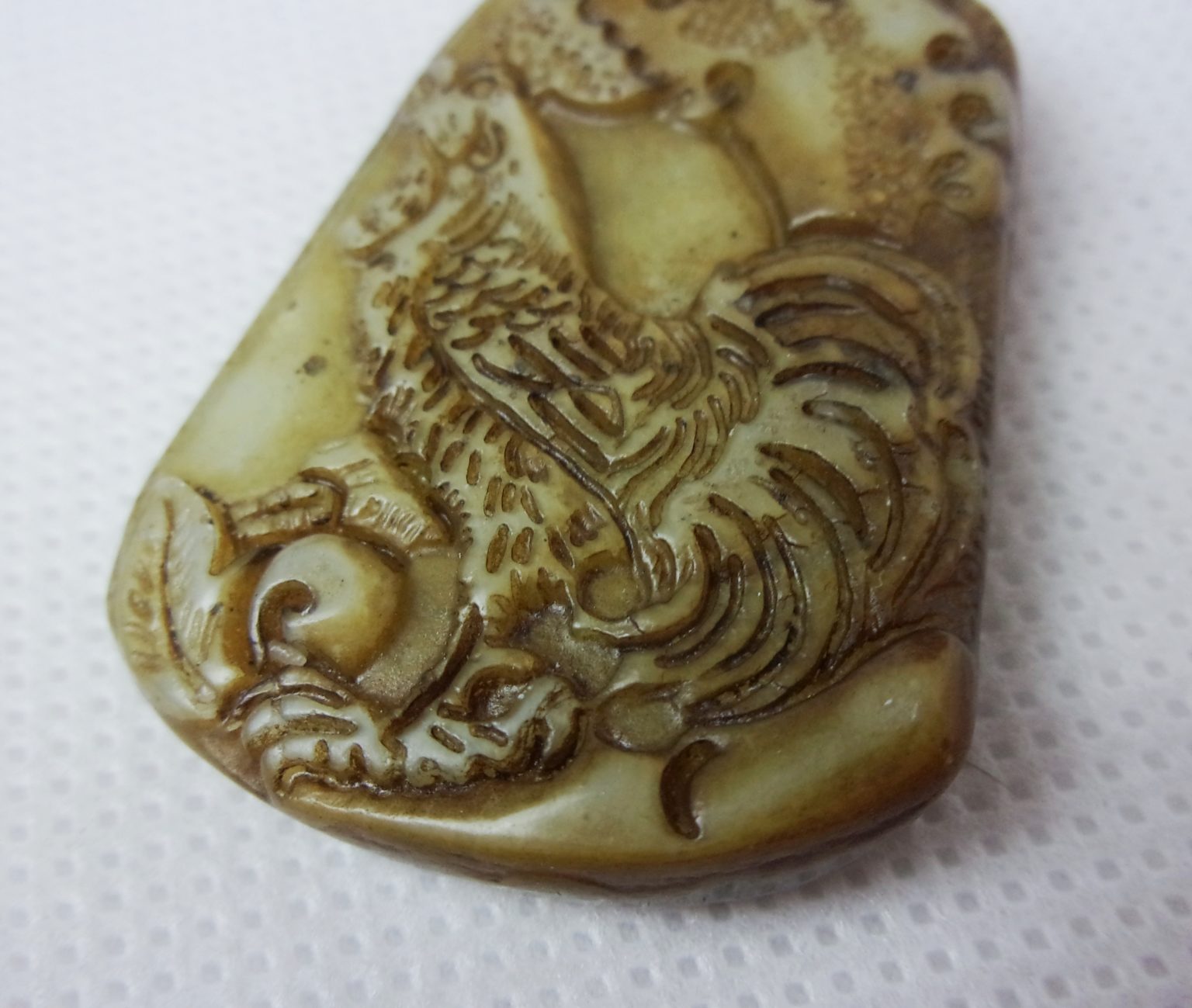 Chinese Mutton Fat Jade Pendant With Rooster - Sally Antiques