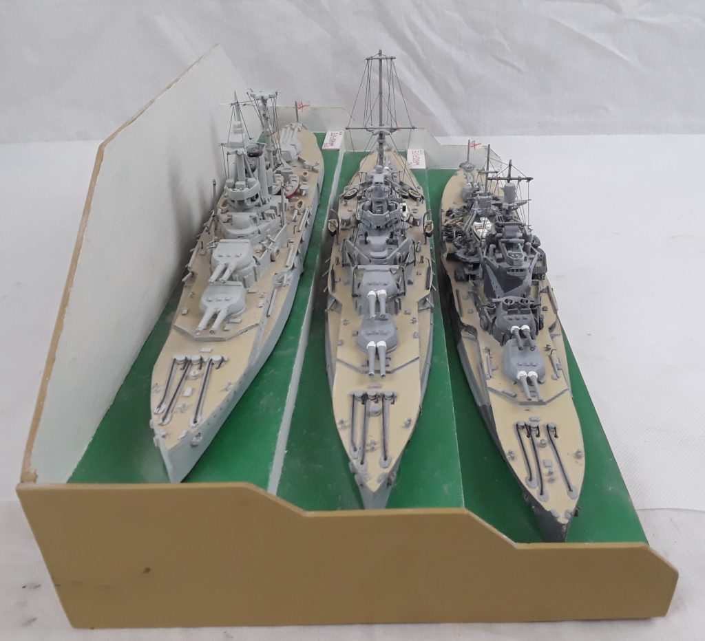 Scratch Built Mounted Model Of 3 Phases Of The Battleship HMS Warspite ...