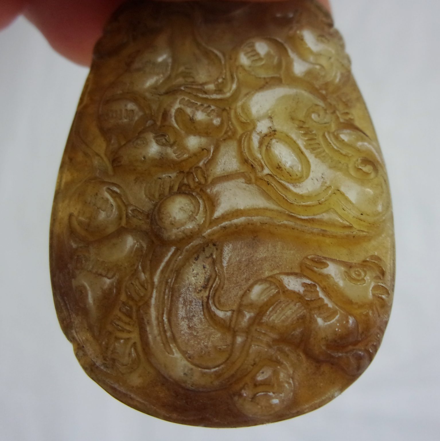 Chinese Mutton Fat Jade Pendant With Rats - Sally Antiques