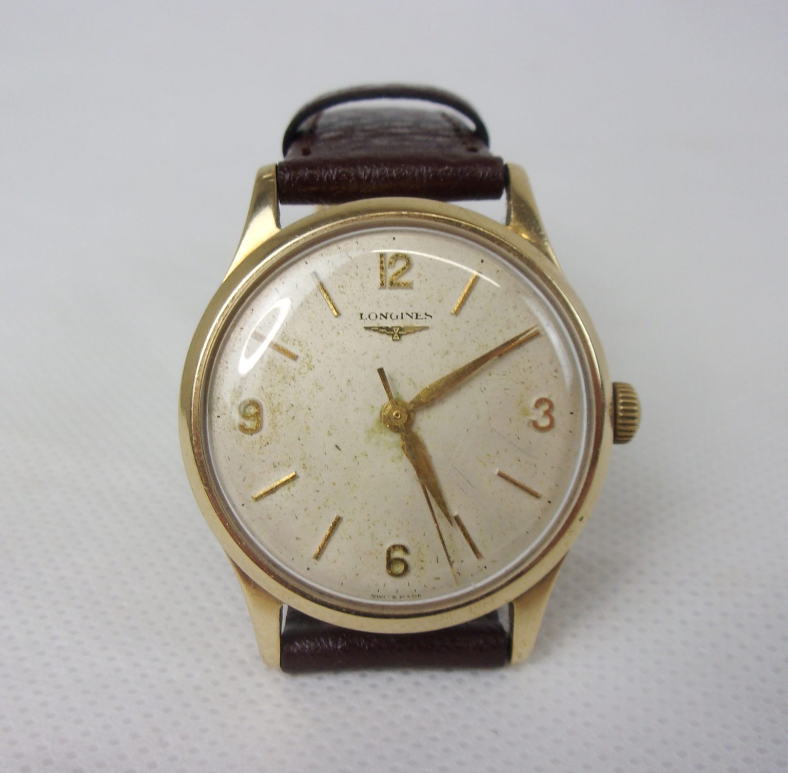 9ct Gold Longines 12.68ZS Calibre Wristwatch circa 1959 - Sally Antiques