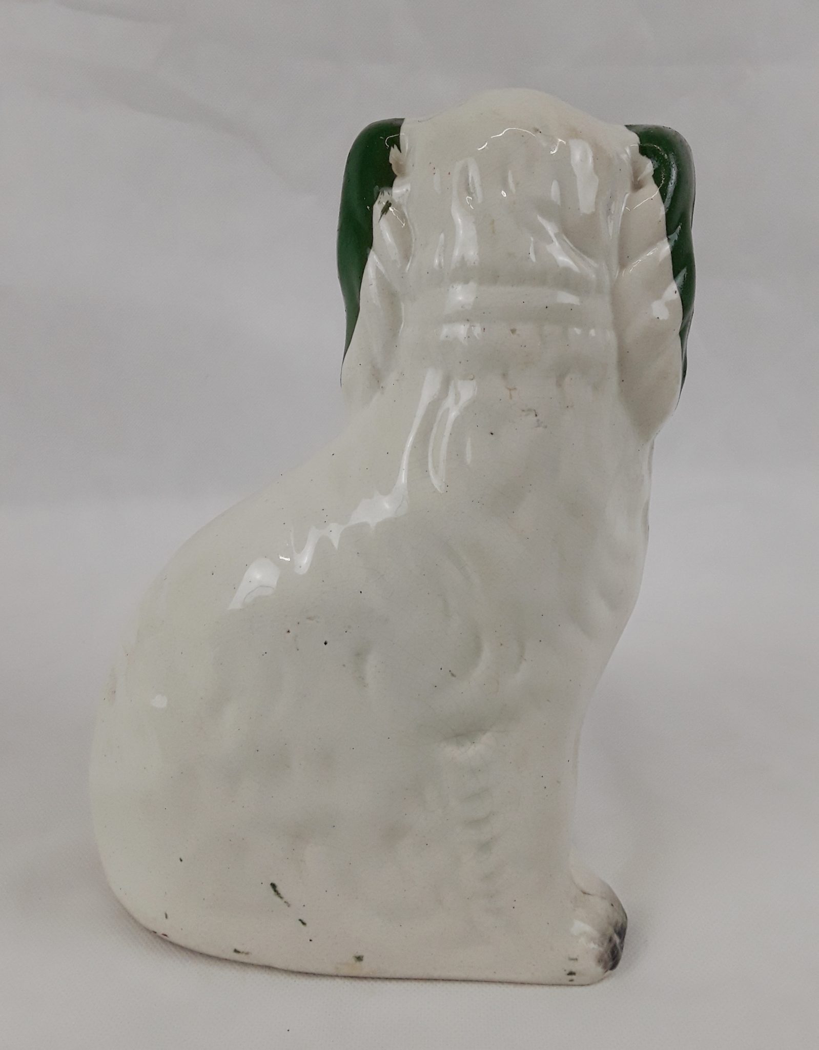 19th Century Green & White Staffordshire Fireside Dog - Sally Antiques