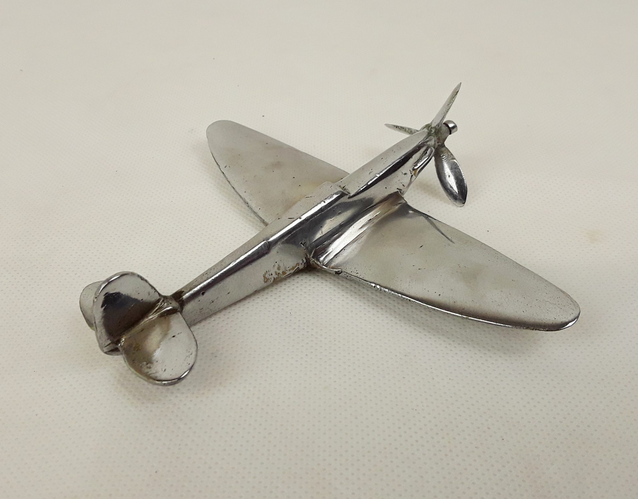 WW2 RAF Trench Art Chromed Brass Model Of A Spitfire - Sally Antiques