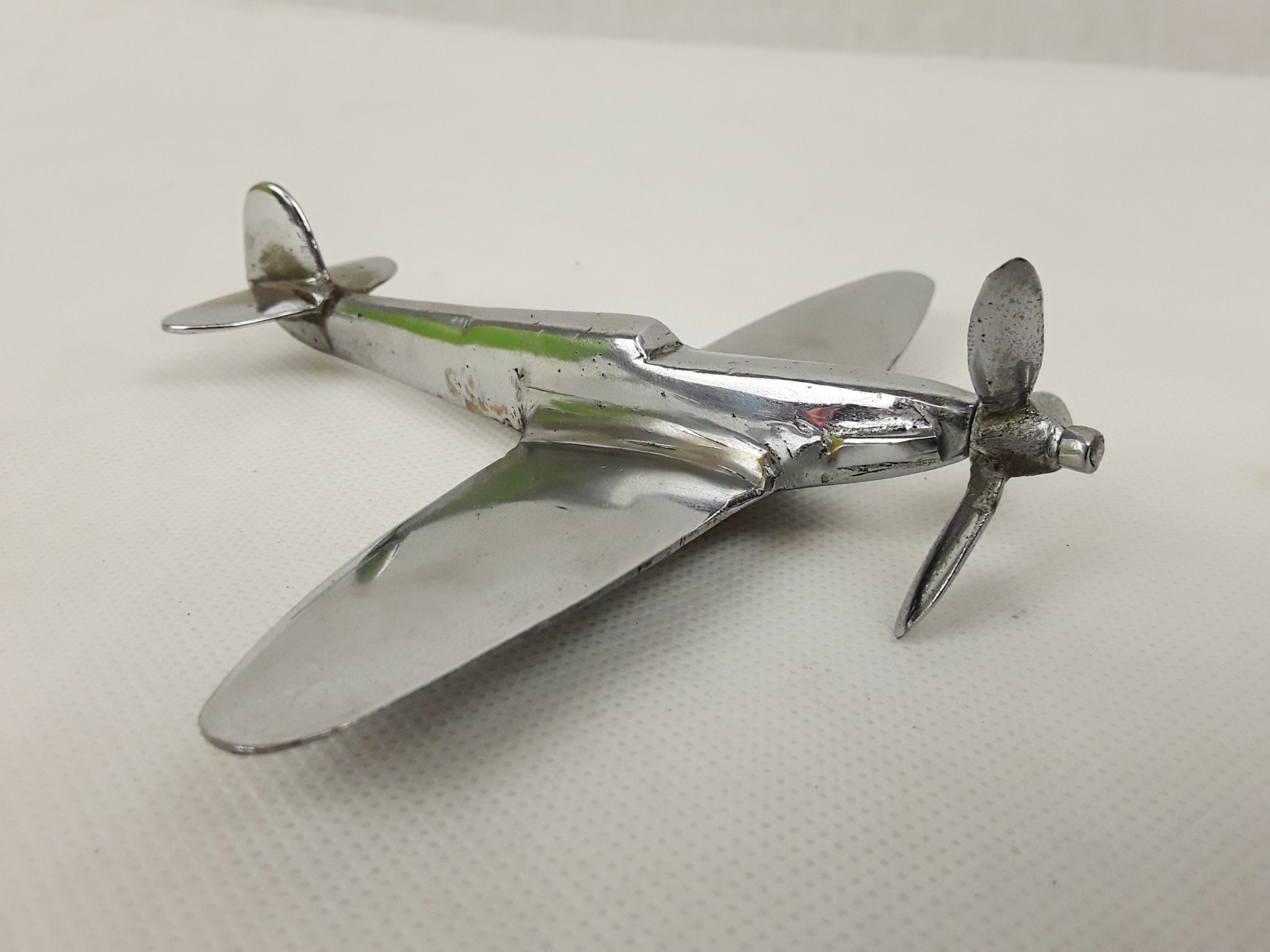 WW2 RAF Trench Art Chromed Brass Model Of A Spitfire - Sally Antiques