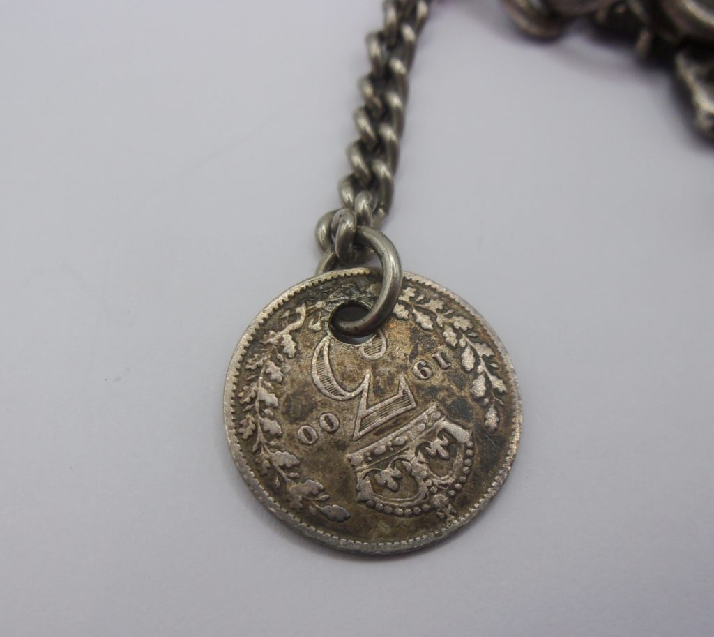 Silver Double Albert Watch Chain With Sporting Fobs Sally Antiques